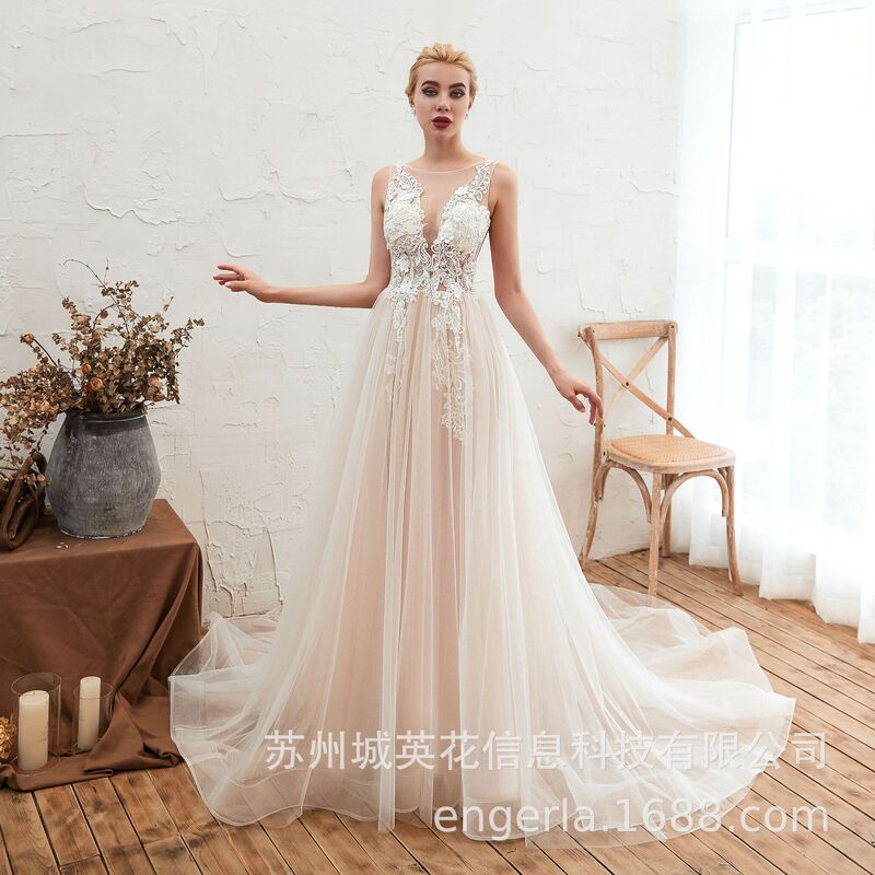 engerla Hepburn wedding dress 2021 new bridal dress Women's Small French slimming Mori luxury tail