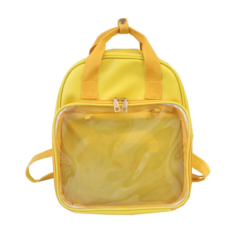 Backpack, polyurethane capacious school bag, transparent travel bag for leisure, 2020, Korean style