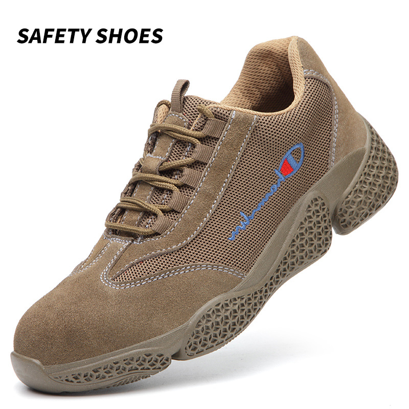 跨境新款新款安全鞋劳保鞋反绒皮防砸防刺穿 安全防护工作鞋工地