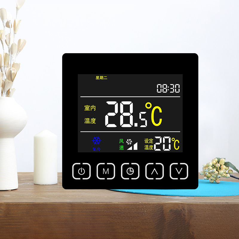 中央空调温控器批发 液晶显示风机盘管温控面板智能触摸控制器