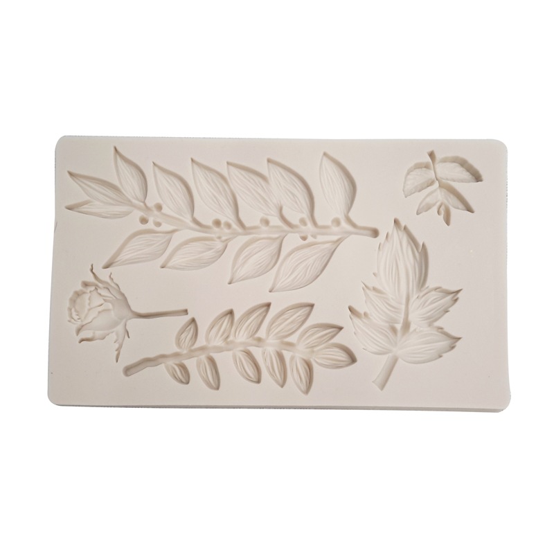 Hojas herramienta de fondant Rosa molde de silicona decoración de la torta del molde de la torta herramienta para hornear chocolate