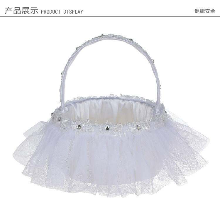 Wedding products, wedding products, wedding products, wedding products, Western-style creative wedding flower baskets, white lace trim, bridesmaid flower girls scattering flowers, small wedding supplies wholesale detail image 9