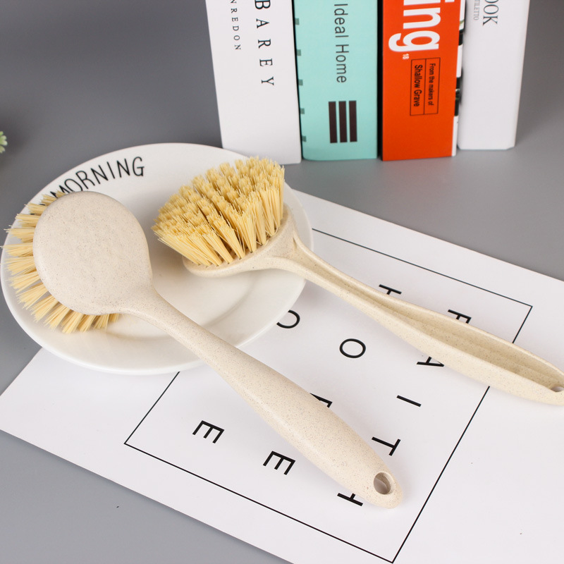 Wheat Straw Pot Brush Household Decontamination Pot Brush Kitchen Supplies Long Handle Pot Washing Brush Stove Cleaning Brush