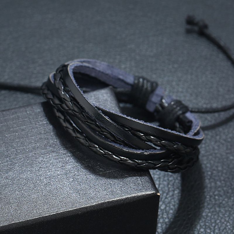 Retro leather bracelet simple woven leather bracelet hand rope wholesale