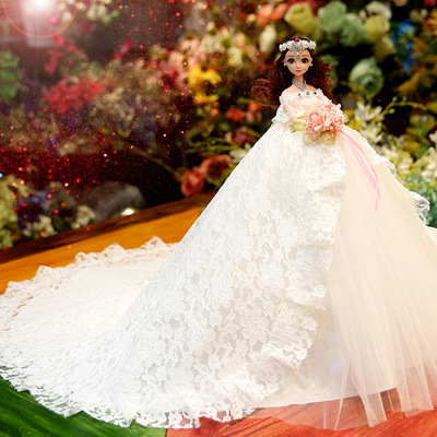 Yue Fei Barbie Wedding dress Doll suit Big Gift single simulation Tailing princess girl children A birthday present