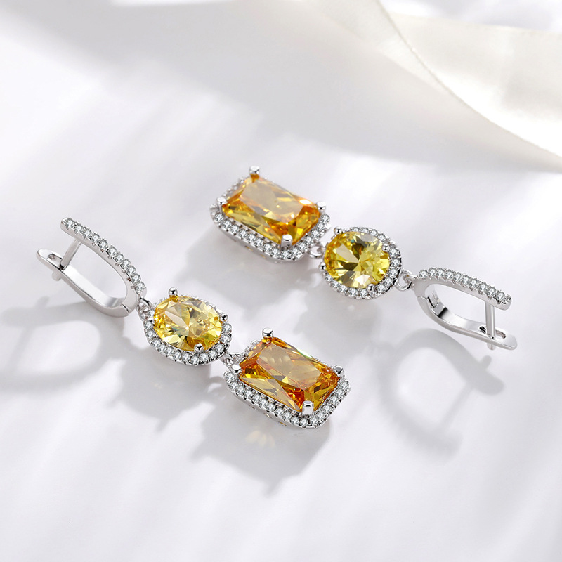 sapphire earrings with tassels with zircon