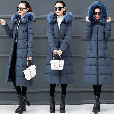 Coat female 2019 Autumn and winter new pattern Korean Edition lengthen Overknee Down Cotton Large Easy Solid Fur collar cotton-padded jacket