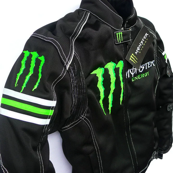 Zomer ademende motorracejas met anti-val beschermende kleding - Monster Energy Design [motorjas, racepak]