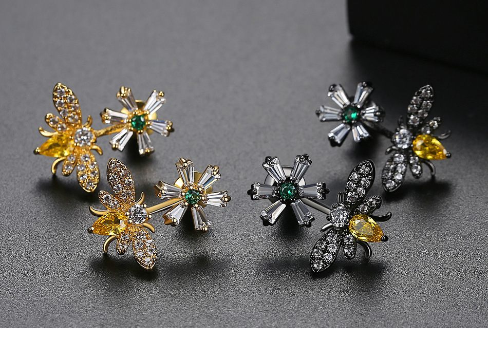 Fashion Flower Bee Earring Fashion Korean Creative Bee Pendant Earrings Sweet Banquet Earrings display picture 1