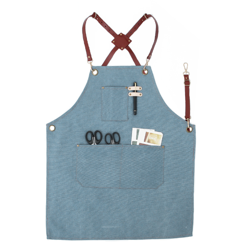 Delantal logotipo personalizado moda Coreana lienzo antifouling Barbero café leche tienda de té Cocina Ropa trabajo en casa para las mujeres