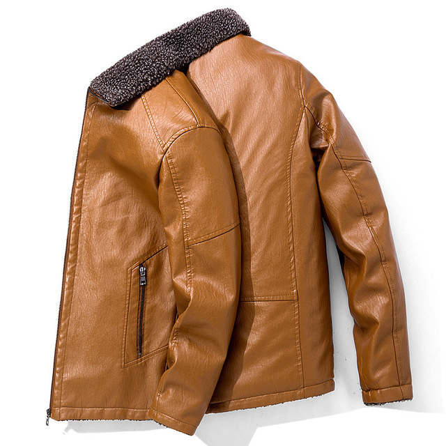 Autumn and winter wash Plush PU leather large jacket