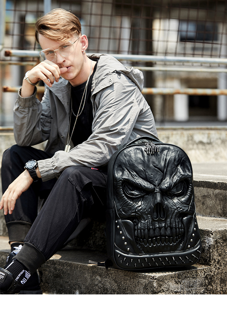 Borsa da scuola Nuova borsa per computer di grande capacità in morbida pelle creativa Personalità esagerata Zaino tridimensionale alla moda per uomini e donne_voghion.com