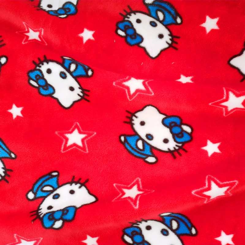 工厂在线KITTY印花银狐绒 弹力超柔短毛绒 服装女装面料