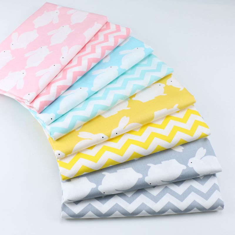 卡通小白兔子布料 幼儿园宝宝纯棉三件套面料 儿童韩版全棉印花布