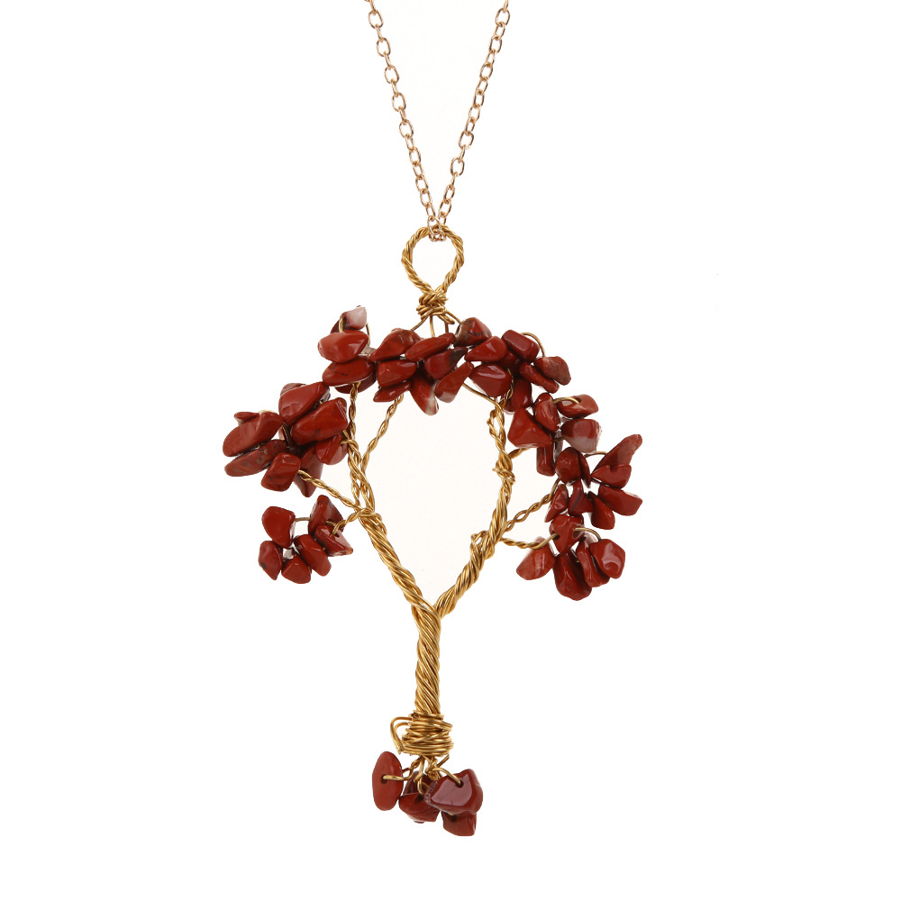 Fashion Tree Alloy Plating Natural Stone Pendant Necklace 1 Piece