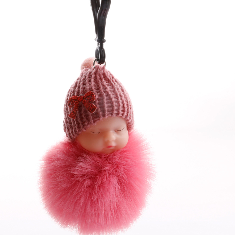 hotsale fashion new quality cute sleeping doll fur ball key ring Meng baby coin purse key pendant wholesalepicture6