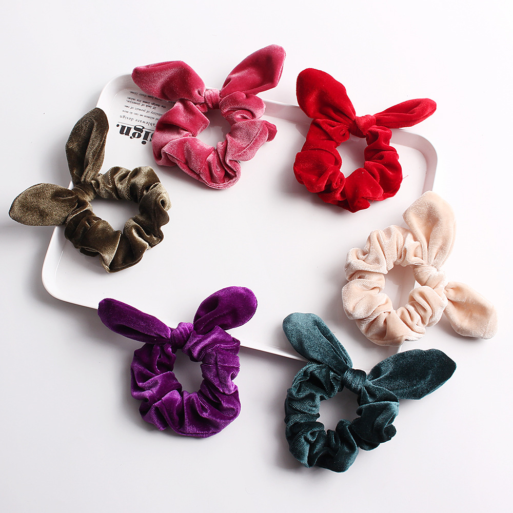 Nuevas Orejas De Conejo De Terciopelo Retro Coreano Scrunchies Baratos Al Por Mayor display picture 29