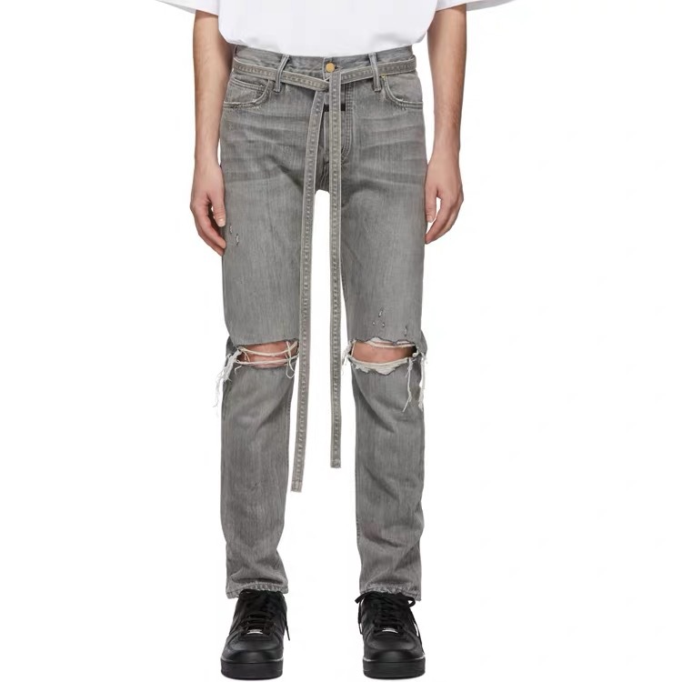 Zipper Trousers Jeans Grey 32