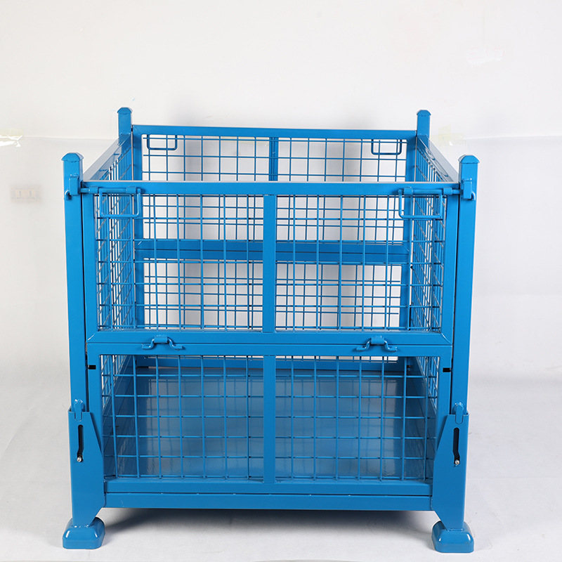 厂家直供金属铁框 钢制料箱 折叠铁框 仓储笼 金属周转箱全国配送