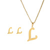 Necklace and earrings with letters, set, accessory stainless steel, simple and elegant design