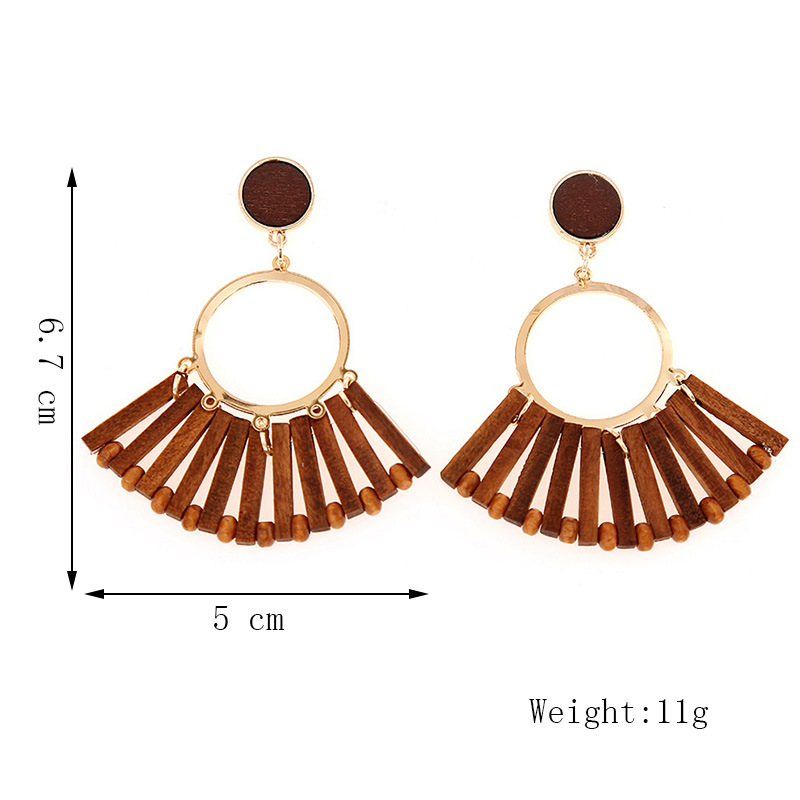 1 Pair Fashion Geometric Wood Handmade Women's Drop Earrings display picture 7