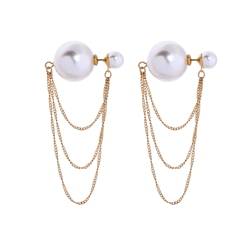 Multi-layer Fringed Earrings Fashion Korean Pearl Earrings Women Wholesales Fashion display picture 2