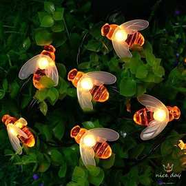 LED小蜜蜂灯串圣诞节日电池盒灯串草坪花园庭院仿真蜜蜂装饰灯串