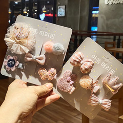 Children's hair accessories bangs clip new Korean style accessories cartoon bow hair clip set card set 5 pieces