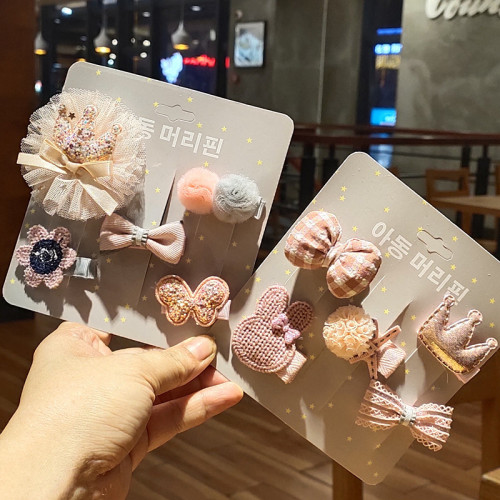 Children's hair accessories bangs clip new Korean style accessories cartoon bow hair clip set card set 5 pieces