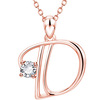 Golden zirconium with letters, pendant, necklace, suitable for import, pink gold, English letters