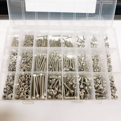 1080pcs M2 M3 M4 不锈钢304 杯头内六角螺丝配螺母平垫组合套装|ms