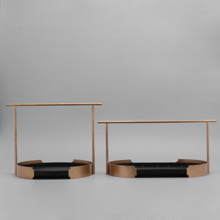 新中式创意铁艺金属托盘装饰架摆件样板房客厅电视柜酒柜软装饰品|ru