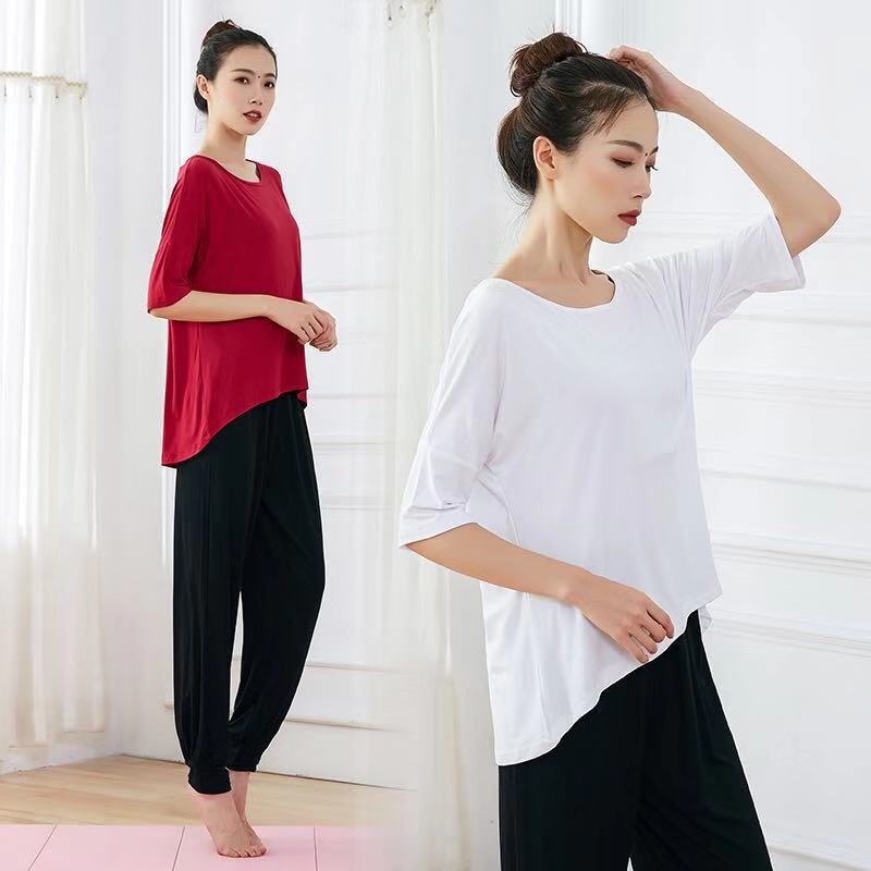 Spring and Summer Loose Modern Dance Practice Clothes for Women, Modal Dance Bodywear, Yoga Sports Tops, Comfortable