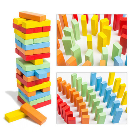 Wooden educational and leisure digital 54-piece large-sized building blocks stacked high creative Jenga tabletop game