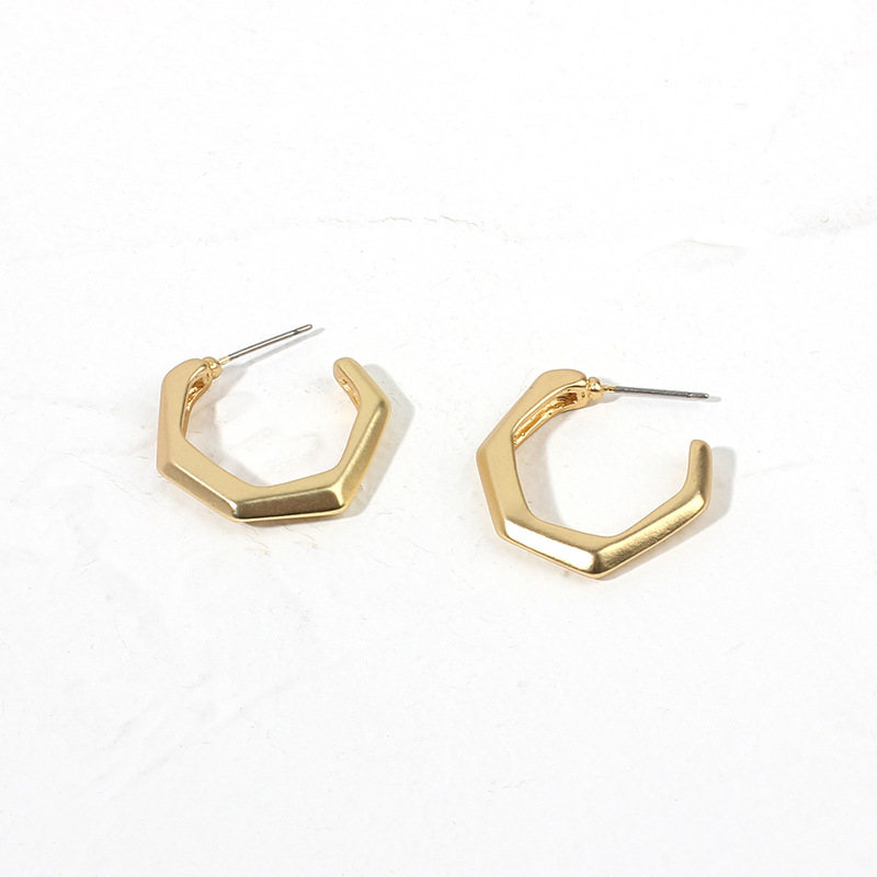 Wholesale Korean Irregular Golden Metal Earrings display picture 5