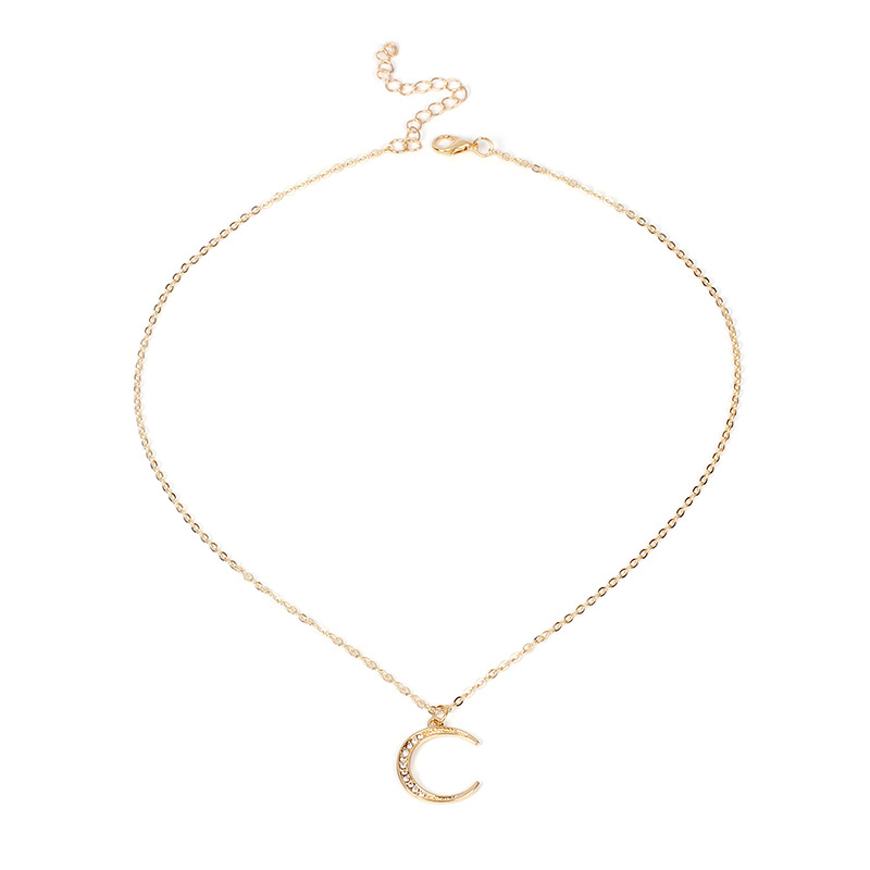 21g Weight Necklace Classification Women'S Gender Fashion Style Gold, Silver Color Fashion Alloy Moon Women's Necklace Clavicle Chain 4