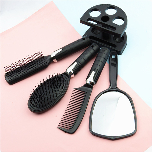 Creative mirror comb 5-piece set Mirror comb seat set Plastic set comb 9.9 yuan daily necessities department store wholesale