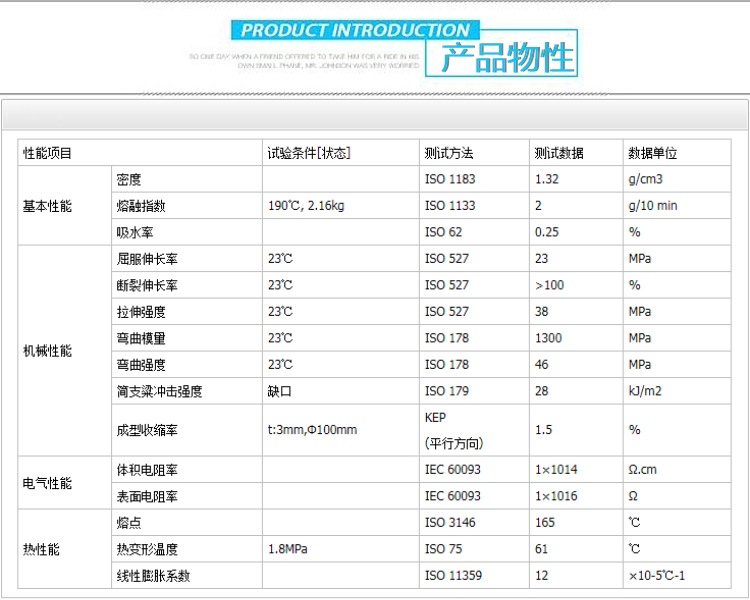 产品物性通用