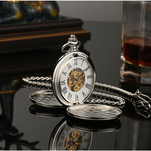 Double-open and double-sided optical mechanical pocket watch, non-automatic retro flip mechanical watch, manual mechanical hanging watch can be shipped on behalf of