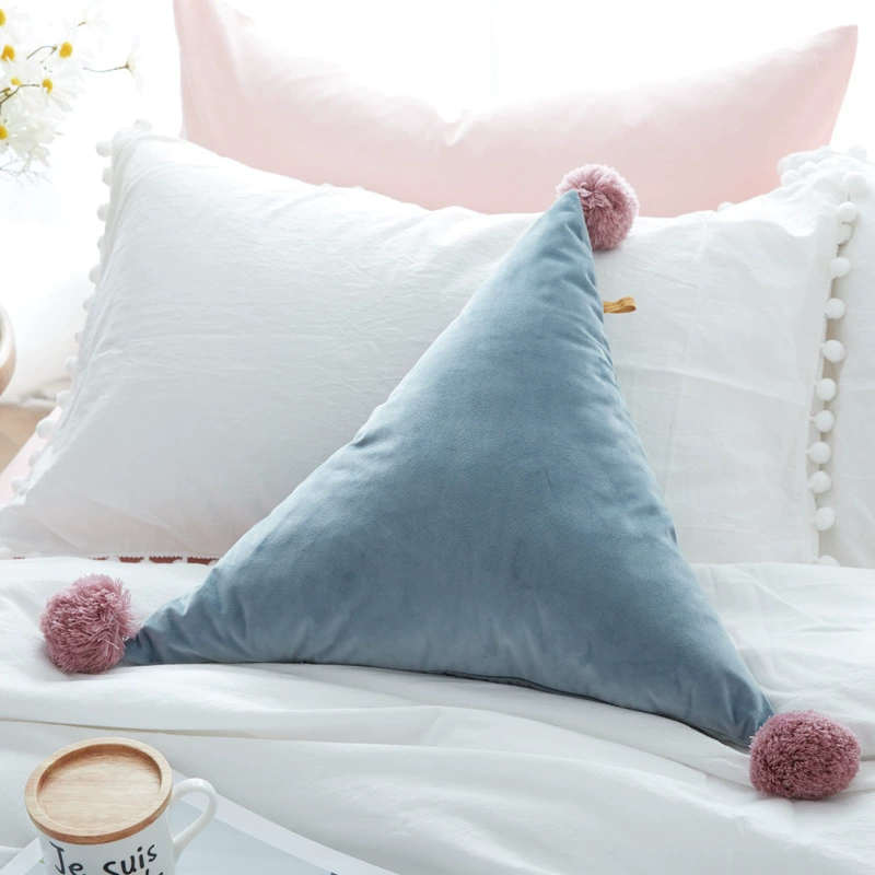 Creative funny triangle color hair ball pillow cute net red children hanging balls with pillow home decoration alien pillow