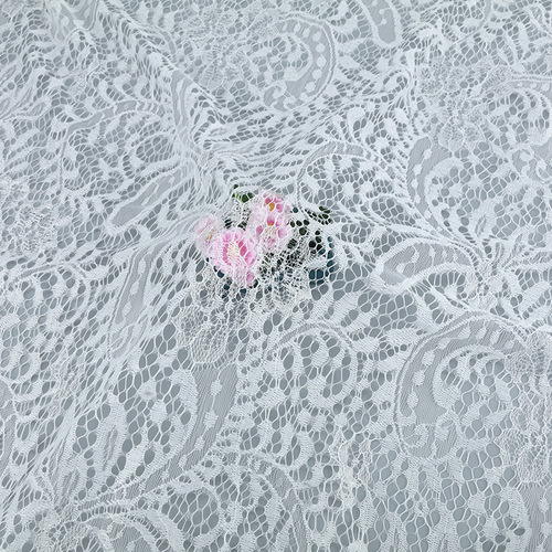 150cm non-elastic eyelash lace fabric nylon lace pressed yarn lace barcode eyelash curtain clothing lace