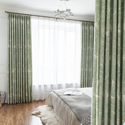 direct deal natural Nordic thickening Cotton and hemp Banana a living room bedroom Curtains Finished custom
