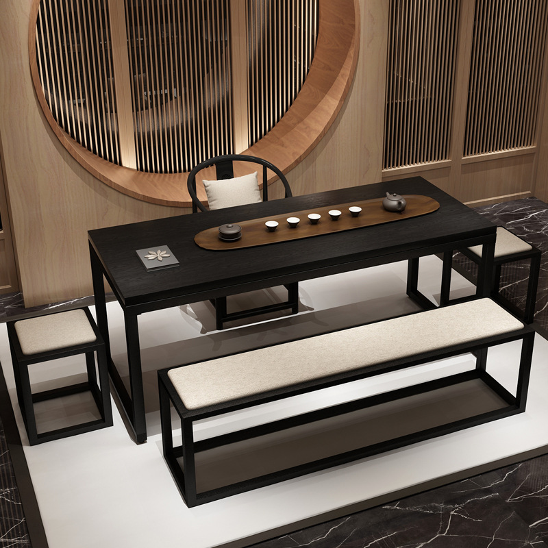 新中式茶台桌椅組合功夫茶藝桌家用茶室簡易陽台茶桌椅泡茶小戶型