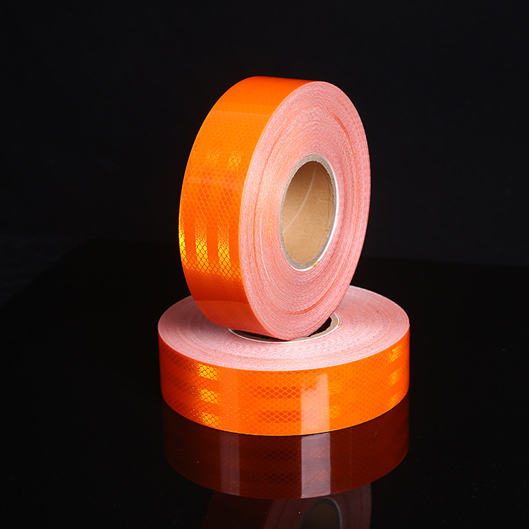 PET橙色条纹菱形反光警示胶带 夜间行驶反光警示反光材料