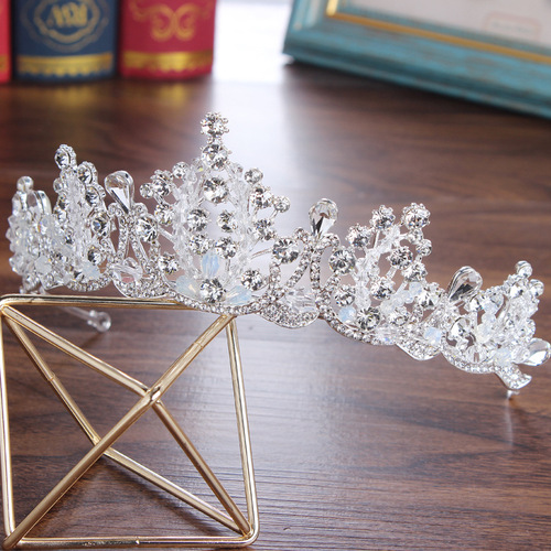 New Korean style bridal crown necklace earrings three-piece wedding hair accessories wedding dress chain manufacturer wholesale