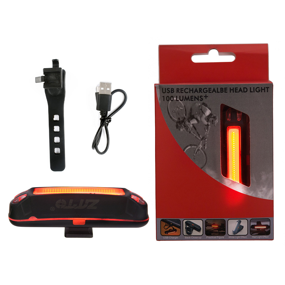 Luz trasera de bicicleta ZTTO, carga USB, luz trasera de seguridad de conducción, advertencia de conducción nocturna, luz trasera de bicicleta de montaña, accesorios de bicicleta