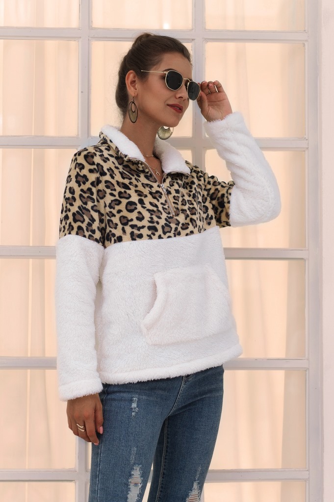 Damen Hoodie Langarm Hoodies & Sweatshirts Reiß Verschluss Lässig Leopard display picture 4