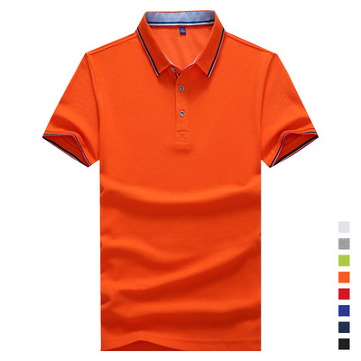 2019夏季新款纯色男式短袖Polo衫休闲男装翻领T恤 宽松薄款广告衫
