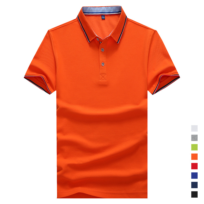 2019夏季新款纯色男式短袖Polo衫休闲男装翻领T恤 宽松薄款广告衫