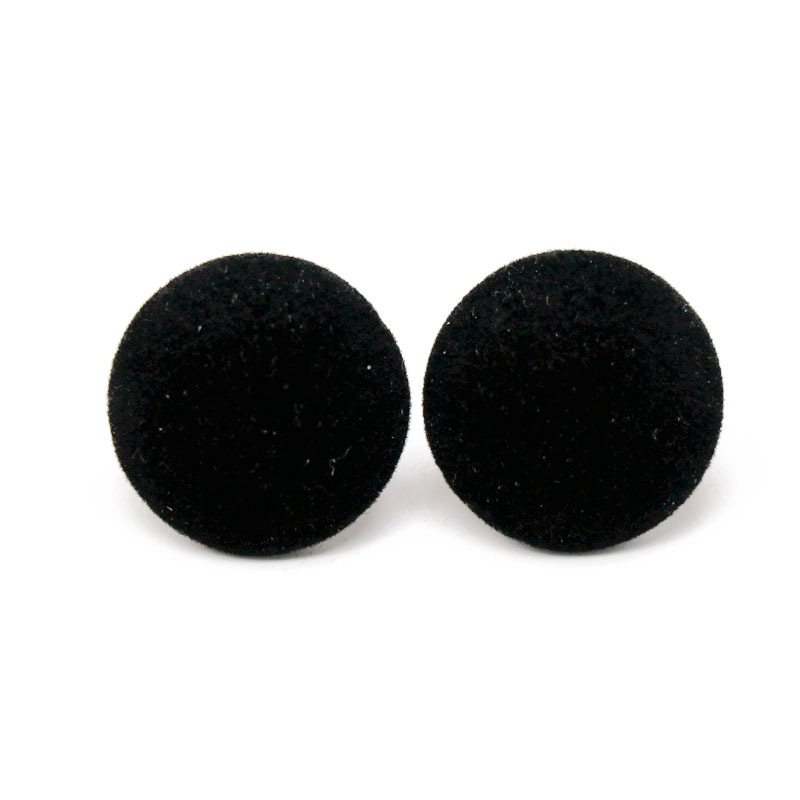 Round Black Flocked 925 Silver Ear Studs Black Fashion Ear Stud Ear Clip display picture 7